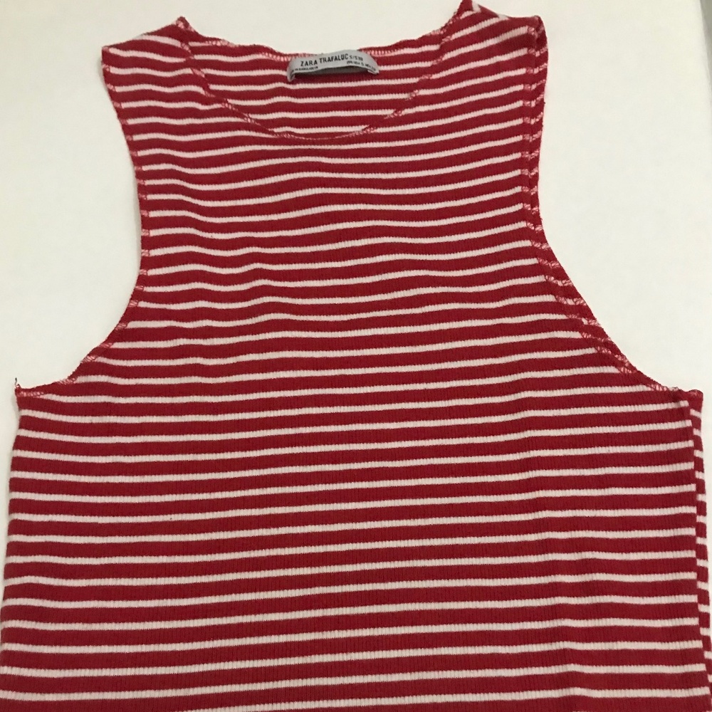 Zara Trafaluc Women’s Top Striped Red & Withe Color  Size Small